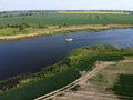 River on Zulawy Wislane in Poland, view from a drone