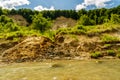 Riverbank on the River showing signs of bank erosion Royalty Free Stock Photo