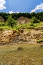 Riverbank on the River showing signs of bank erosion Royalty Free Stock Photo