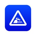 Riverbank traffic sign icon digital blue