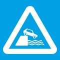 Riverbank traffic sign icon white