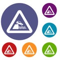 Riverbank traffic sign icons set