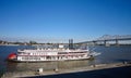 Riverboat the Natchez cruising down on the Mississippi River in New Orleans