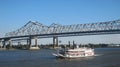 Riverboat the Natchez cruising down on the Mississippi River in New Orleans