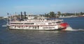 Riverboat the Natchez cruising down on the Mississippi River in New Orleans Royalty Free Stock Photo