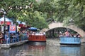 Riverboat on the Riverwalk in San Antonio, Texas Royalty Free Stock Photo