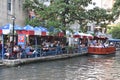 Riverboat on the Riverwalk in San Antonio, Texas Royalty Free Stock Photo