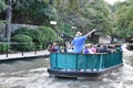 Riverboat on the Riverwalk in San Antonio, Texas Royalty Free Stock Photo