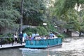 Riverboat on the Riverwalk in San Antonio, Texas Royalty Free Stock Photo