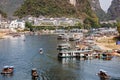 Riverboats in the tourest town of Yangshuo, Guangx, China Royalty Free Stock Photo