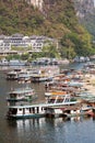 Riverboats in the tourest town of Yangshuo, Guangx, China Royalty Free Stock Photo