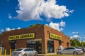Corner view of the entrance of Dollar General and sign Royalty Free Stock Photo
