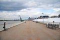 Riverfront promenade alongside Scheldt river outside of Het Steen, Antwerp