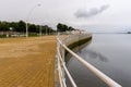 Riverfront promenade on the Rio Tinto River in downtown Huelva