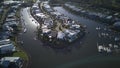 Riverlink Estate next to Coomera River Morning view Hope Island, Gold Coast with large housing estate