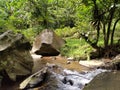 rivers and boulders from volcanic eruptions