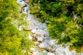 Rivers in the mountains with beautiful turquoise water. Soca Riv Royalty Free Stock Photo