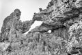 Riverside Arch in the Cederberg Mountains near in Clanwilliam. Monochrome