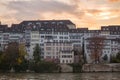 Riverside buildings in Grossbasel, part of the Old Town of Basel Royalty Free Stock Photo