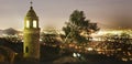 RIVERSIDE, CA - Mt. Rubidoux at night with Riverside city background Royalty Free Stock Photo