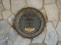 Riverside, California USA - June 16, 2021: U.S. Air Force seal, crest or plaque on flagstone background