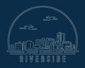 Riverside - Corpus Christi - Cityscape with white abstract line corner curve modern style on dark blue background, building