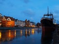 Riverside at dawn in Gdansk, Poland. Royalty Free Stock Photo