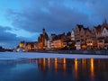 Riverside at dawn in Gdansk, Poland. Royalty Free Stock Photo