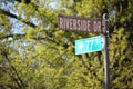 Riverside Drive and West 77th Street historic sign in collegiate district