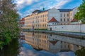 Riverside of Malse passing through Ceske Budejovice, Czech repub Royalty Free Stock Photo