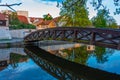 Riverside of Malse passing through Ceske Budejovice, Czech repub Royalty Free Stock Photo