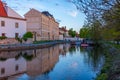 Riverside of Malse passing through Ceske Budejovice, Czech repub Royalty Free Stock Photo