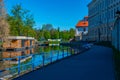 Riverside of Malse passing through Ceske Budejovice, Czech repub Royalty Free Stock Photo