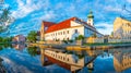 Riverside of Malse passing through Ceske Budejovice, Czech repub Royalty Free Stock Photo