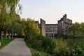 Riverside of Meuse river and Government of Limburg during sunset time in Maastricht, Netherlands. Royalty Free Stock Photo