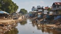 Riverside Neglect. The Harsh Reality of Waste in Impoverished Areas. Generative AI