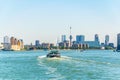 Riverside of New Maas with Euromast tower at background, Rotterdam, Netherlands Royalty Free Stock Photo