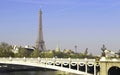 Riverside of Paris with Eiffel tower Royalty Free Stock Photo
