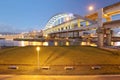 Riverside park and the famous Rainbow Bridge over Keelung River Royalty Free Stock Photo