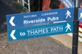 Riverside Pubs and Thames Path street sign