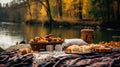 Riverside Repast: Autumn\'s Delightful Feast Royalty Free Stock Photo