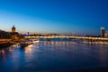 Riverside of the river Rhine in Cologne at night Royalty Free Stock Photo