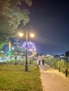 Riverside Riverfront walk along Jhelum River in Srinagar at night Royalty Free Stock Photo