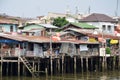 Riverside slums & Fishermen Life in Chao Phraya River Royalty Free Stock Photo