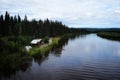 Riverside village on the Chena River in Alaska Royalty Free Stock Photo