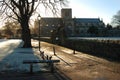 Riverside walk and church Haddington on winters morning