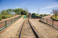 Riverwalk in Augusta Georgia 5th street train bridge old vintage Royalty Free Stock Photo