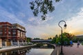 The Riverwalk in Naperville, IL at Sunset