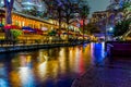 The Riverwalk at San Antonio, Texas, at Night.