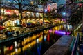 The Riverwalk at San Antonio, Texas, at Night. Royalty Free Stock Photo